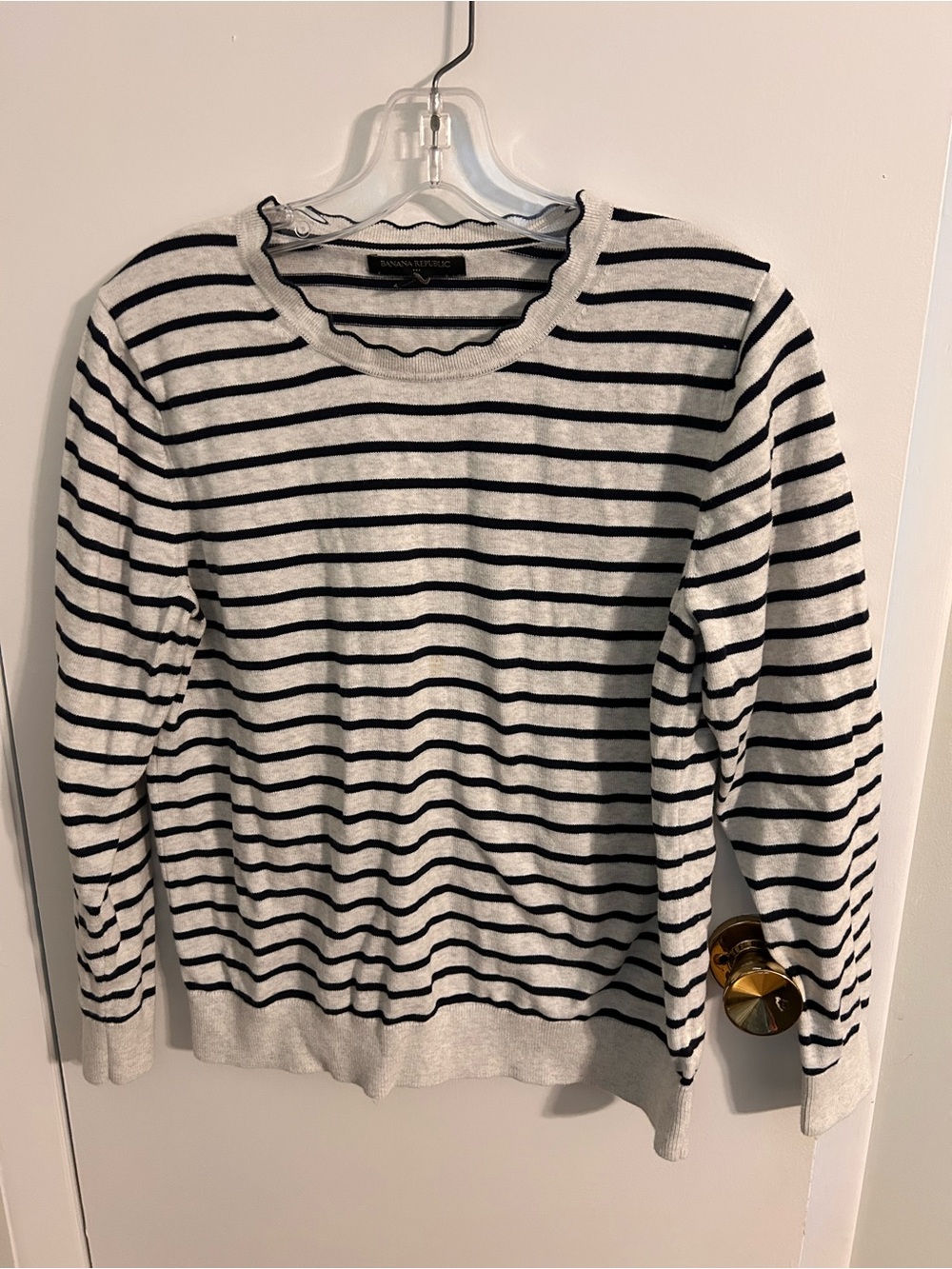 Banana Republic Navy & Cream Striped Knit Top